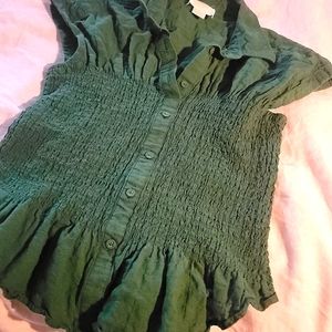 Maeve Green Smocked Blouse